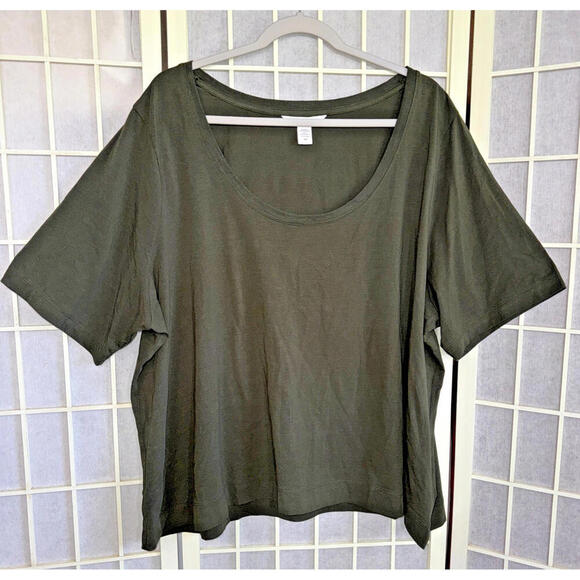 Athleta Outbound Scoopneck Boatneck Tee Organic Cotton Shadow Green Plus 3X - Picture 1 of 15
